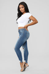 Ego Trip Mid Rise Jeans - Medium Blue Wash