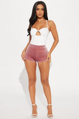 Girl Like Me Velvet Micro Short - Mauve