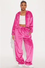 Saint Rhinestone Velour Pant Set - Pink