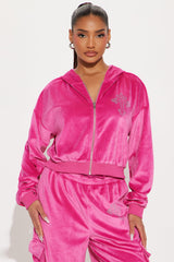 Saint Rhinestone Velour Pant Set - Pink