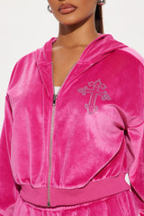 Saint Rhinestone Velour Pant Set - Pink