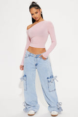 Best By Far Bow Baggy Cargo Jeans - Light Wash