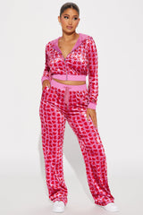 Valentine Crush Velvet Pant Set - Pink/combo