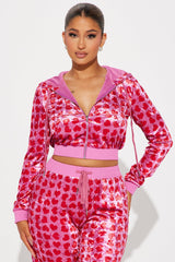 Valentine Crush Velvet Pant Set - Pink/combo