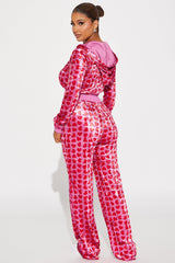Valentine Crush Velvet Pant Set - Pink/combo