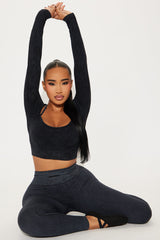 Fighter Ribbed Active Legging Washed Effortless Seamless - Black