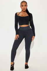 Fighter Ribbed Active Legging Washed Effortless Seamless - Black