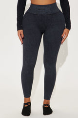 Fighter Ribbed Active Legging Washed Effortless Seamless - Black