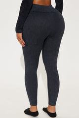 Fighter Ribbed Active Legging Washed Effortless Seamless - Black