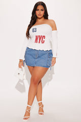Full Throttle Off Shoulder Smocked Top - White
