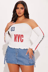 Full Throttle Off Shoulder Smocked Top - White