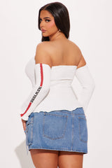 Full Throttle Off Shoulder Smocked Top - White
