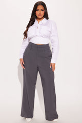 Trina Double Waistband Trouser - Charcoal