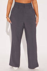 Trina Double Waistband Trouser - Charcoal