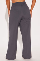 Trina Double Waistband Trouser - Charcoal