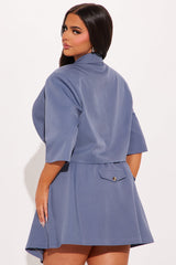 Chick in Command Skort Set - Slate Blue