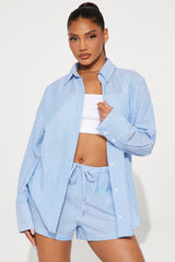 Sara Striped Short Set - Blue