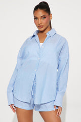 Sara Striped Short Set - Blue