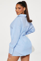 Sara Striped Short Set - Blue