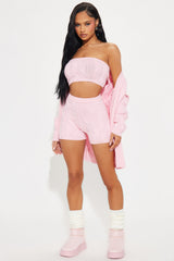 Charmed 3 Piece Sweater Short Set - Pink