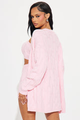 Charmed 3 Piece Sweater Short Set - Pink
