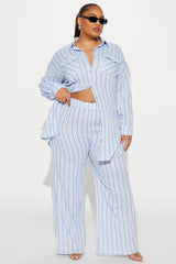 The Perfect Striped Pant Set - Light Blue