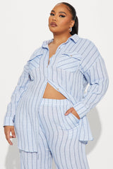 The Perfect Striped Pant Set - Light Blue
