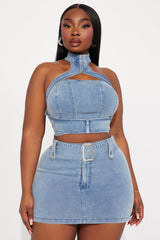 Let Me Adore You Skort Set - Light Wash