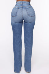 Killing 'Em Softly Side Split Jean - Medium Blue Wash