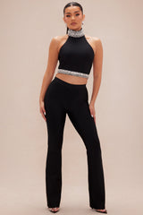 Vanessa Embellished Bandage Pant Set - Black