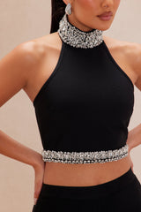 Vanessa Embellished Bandage Pant Set - Black