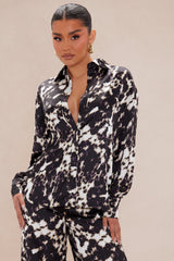 Reagan Satin Pant Set - Black/combo