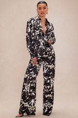 Reagan Satin Pant Set - Black/combo