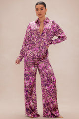 Rylin Satin Pant Set - Purple/combo