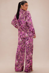 Rylin Satin Pant Set - Purple/combo