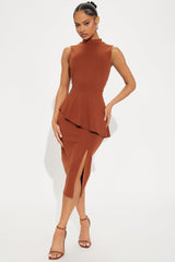 Anabelle Ponte Midi Skirt Set - Camel