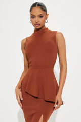 Anabelle Ponte Midi Skirt Set - Camel