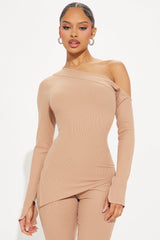 Off I Go Off Shoulder Pant Set - Beige