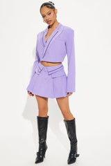 Sexy Ceo Blazer Skirt Set - Lavender