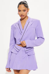 Sexy Ceo Blazer Skirt Set - Lavender