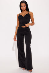 Mara Buckle Pant Set - Black