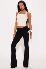 Sweet Escape Foldover Waistband Flare Pant - Black