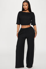 Day Plans Textured Pant Set - Black