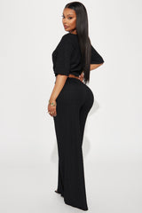 Day Plans Textured Pant Set - Black