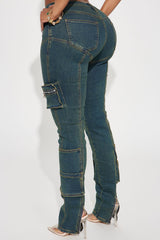 Good Form Cargo Slim Straight Leg Jeans - Dark Wash
