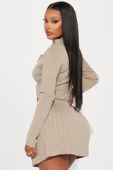 Claudia Sweater Skirt Set - Taupe