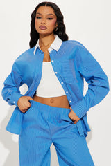 Brooke Striped Pant Set - Blue