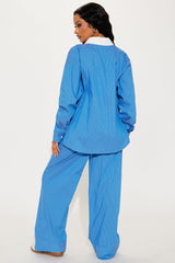 Brooke Striped Pant Set - Blue