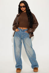 Lead The Way Non Stretch Seaming Wide Leg Jeans - Vintage Wash