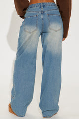 Lead The Way Non Stretch Seaming Wide Leg Jeans - Vintage Wash